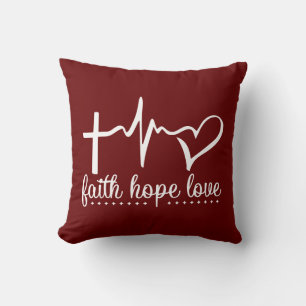 Cojín Decorativo Faith Hope Love Heartbeat