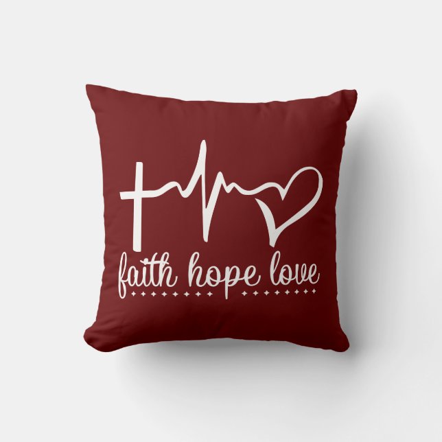 Cojín Decorativo Faith Hope Love Heartbeat (Anverso)