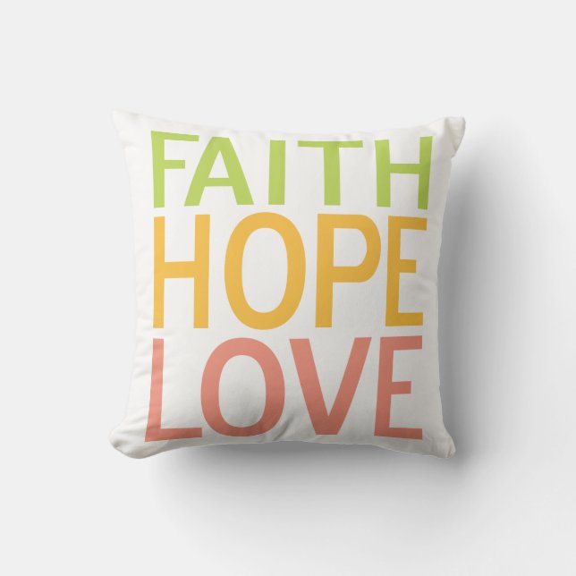 Cojín Decorativo Faith Hope Love Inspirador Christian Pillow (Anverso)