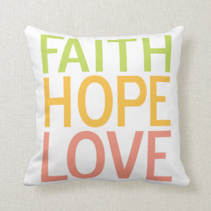 Cojín Decorativo Faith Hope Love Inspirador Christian Pillow