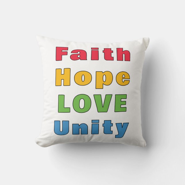 Cojín Decorativo Faith Hope Love Unity (Anverso)
