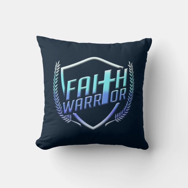 Cojín Decorativo Faith Warrior Christian Blue Purple Ombre (Anverso)