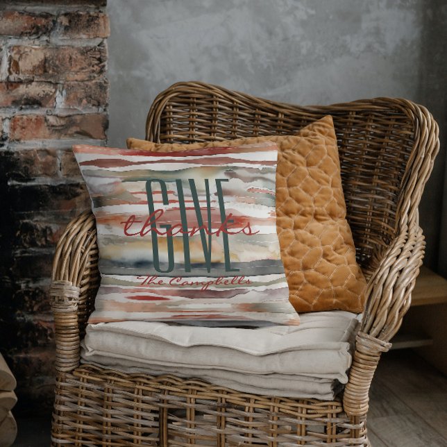 Cojín Decorativo Fall Give Gracias Nombre Personalizado Acuarela (Subido por el creador)