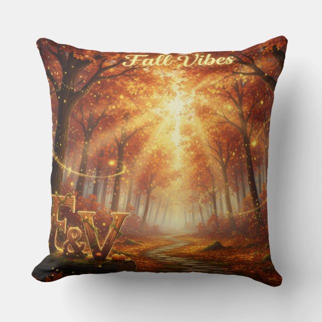 Cojín Decorativo Fall Vibes Throw Pillow – Cozy Autumn Forest (Anverso)