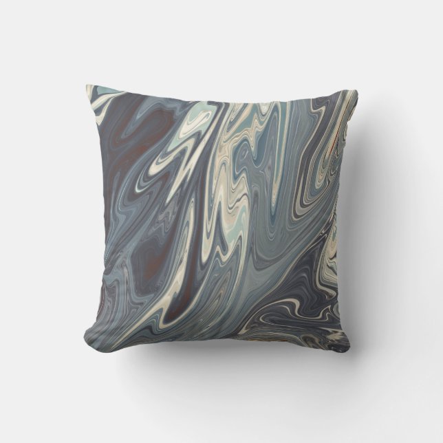 Cojín Decorativo Fallen Waves Art | Mejor pintura abstracta moderna (Anverso)