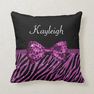 Cojín Decorativo FALSO arco del Glitz del estampado de zebra