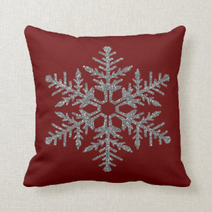 Cojín Decorativo Falso copo de nieve de plata del purpurina