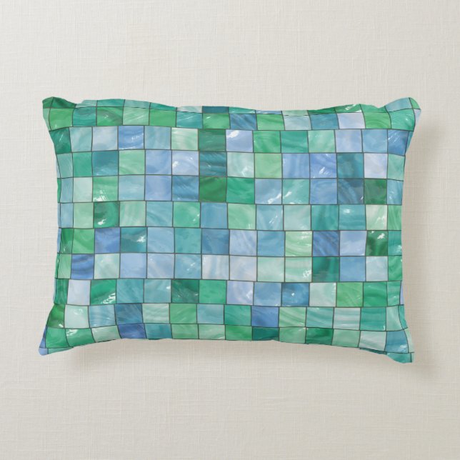 Cojín Decorativo Falso mosaico brillante de la teja del bloque de (Reverso)