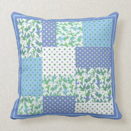 Cojín Decorativo Falso remiendo Snowdrops del verde azul y polcas