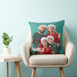 Cojín Decorativo Familia | Boho Texto Superpuesto con Dos Fotos Fun