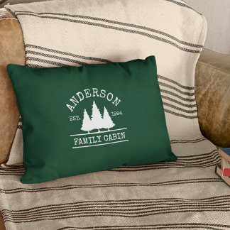 Cojín Decorativo Familia Cabina Nombre Bosque Verde