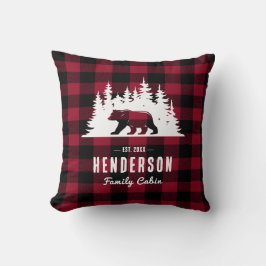 Cojín Decorativo Familia Cabina Oso Pine Red Plaid