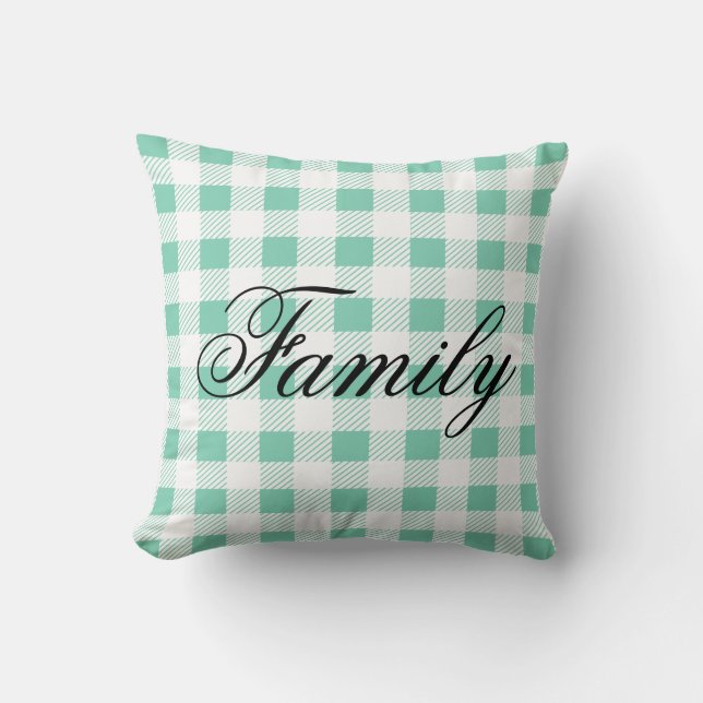 Cojín Decorativo Familia Country Gingham Plaid (Anverso)