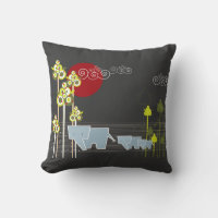 Familia De Elefantes Whimsical En El Bosque Y Sol 