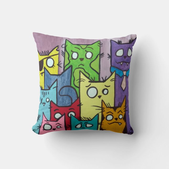 Cojín Decorativo Familia de gato de los atisbadores (Anverso)