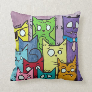 Cojín Decorativo Familia de gato de los atisbadores