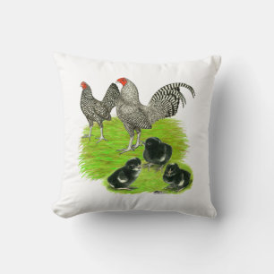 Cojín Decorativo Familia de la gallina enana inglesa vieja barred
