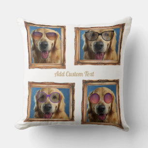 Cojín Decorativo Familia de Mascotas de perros con marco de color v