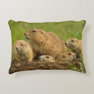 Cojín Decorativo Familia de perro de las praderas en guarida