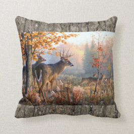 Cojín Decorativo Familia Deer Jugando En Campo