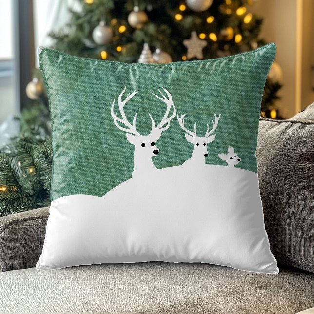 Cojín Decorativo Familia Deer White Sage Green Reindeer (Subido por el creador)