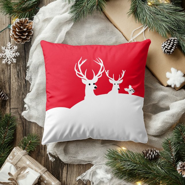 Cojín Decorativo Familia Deer White Snow Red Reindeer (Subido por el creador)
