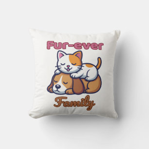 Cojín Decorativo Familia Fur‑ever – Regalo divertido para amantes d