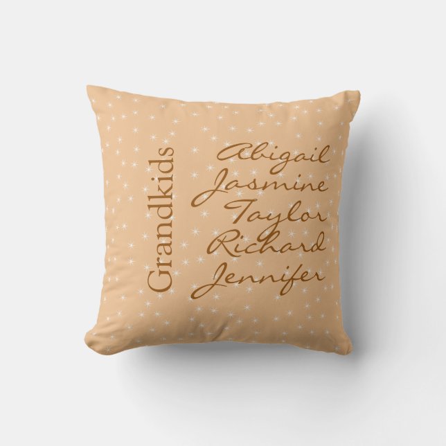 Cojín Decorativo Familia GrandParents Niños Niños Nombres Apellidos (Anverso)