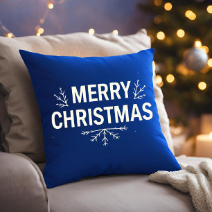 Cojín Decorativo Familia moderna de escritura azul navideña