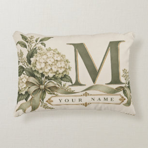 Cojín Decorativo Familia Monograma de Hortensia Blanca