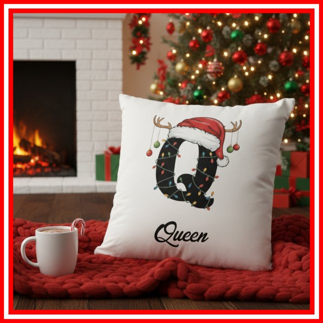 Cojín Decorativo Familia Monograma Navidades Antlers Santa Hat (Subido por el creador)