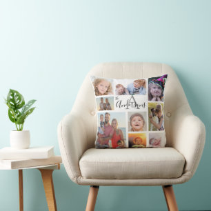 Cojín Decorativo Familia Monograma Ocho Foto Personalizada