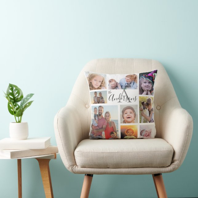 Cojín Decorativo Familia Monograma Ocho Foto Personalizada (Silla)