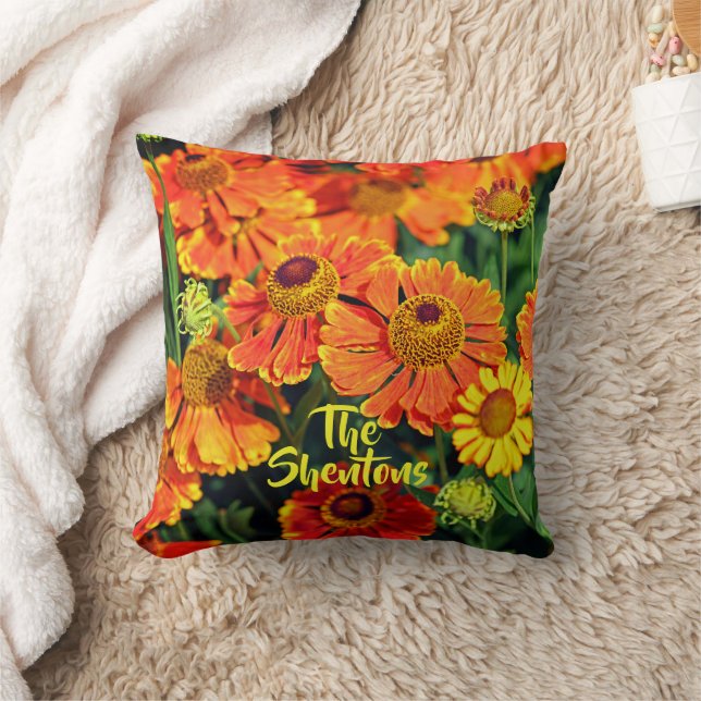 Cojín Decorativo Familia naranja Sneezeweed Helenium Garden Flowers (Manta)