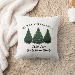 Cojín Decorativo Familia Nombre Personalizado Navidad Árbol Farm