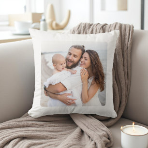 Cojín Decorativo Familia personalizada de dos fotos a dos caras