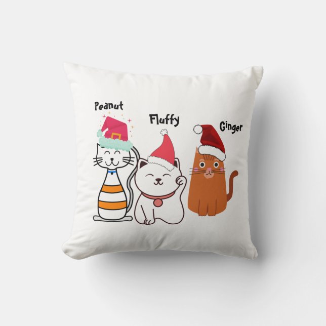 Cojín Decorativo Familia personalizada de gatos kitanos (Anverso)