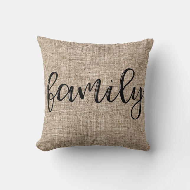 Cojín Decorativo FAMILIA Rustic Brown Sacking Burlap (Anverso)