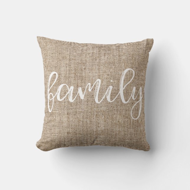 Cojín Decorativo FAMILIA Rustic Brown Sacking Burlap (Anverso)
