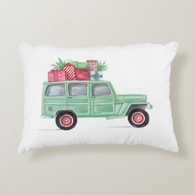 Cojín Decorativo Familia Truckster de Navidad (Anverso)