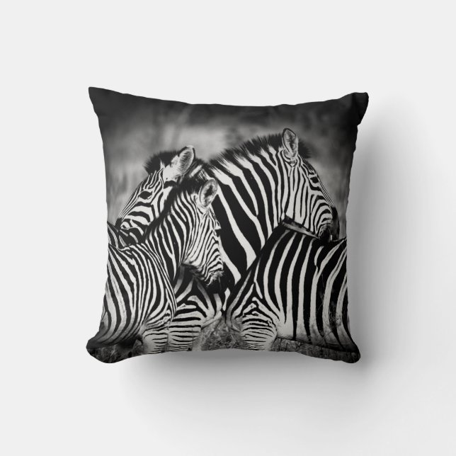 Cojín Decorativo Familia ZEBRA asombrosa vida silvestre (Anverso)