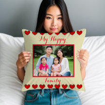 Cojín decorativo familiar feliz personalizado con