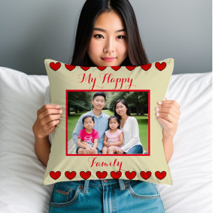 Cojín decorativo familiar feliz personalizado con 