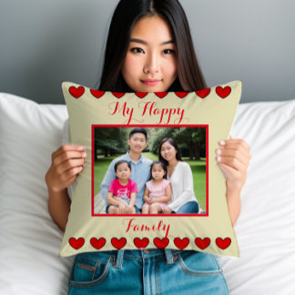 Cojín decorativo familiar feliz personalizado con