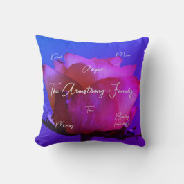 Cojín decorativo familiar personalizado rosa rosa