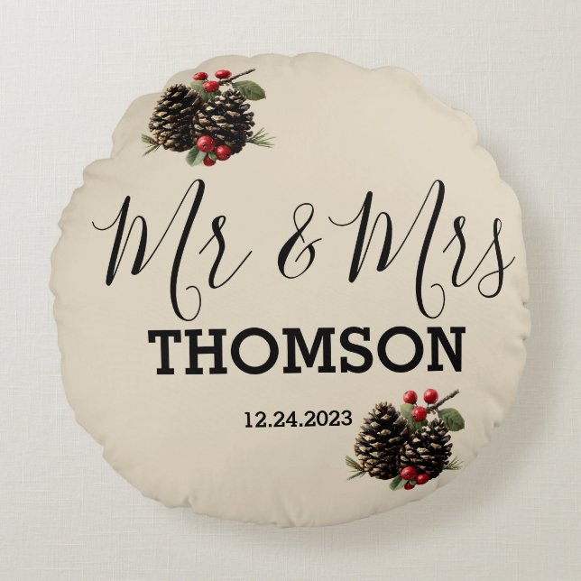 Cojín decorativo familiar Winter Pinecones & Berri (Anverso)