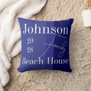 Cojín Decorativo Family Name Beach House Blue Stripe