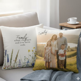 Cojín Decorativo Family Quote Wildflower Botanical Photo Keepsake
