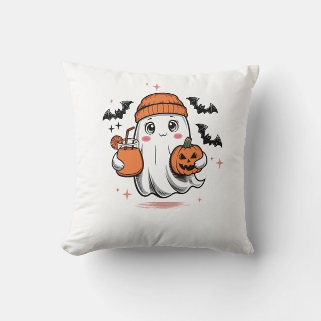 Cojín Decorativo Famoso fantasma de Fantasma Boo Jee de Halloween (Anverso)