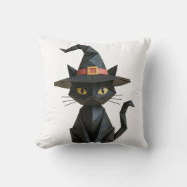 Cojín Decorativo Famoso gato de Halloween Origami con gorra de bruj